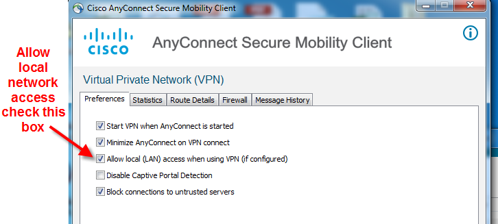 VPN settings