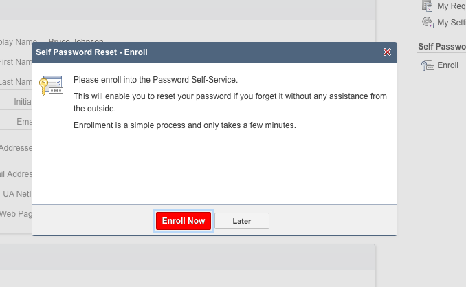 Password Self Service Enrollment